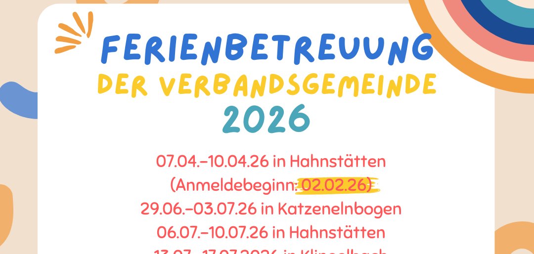 Plakat mit Daten zur Ferienbetreuung