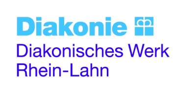 Schriftzug Diakonisches Werk Rhein-Lahn in Blautönen